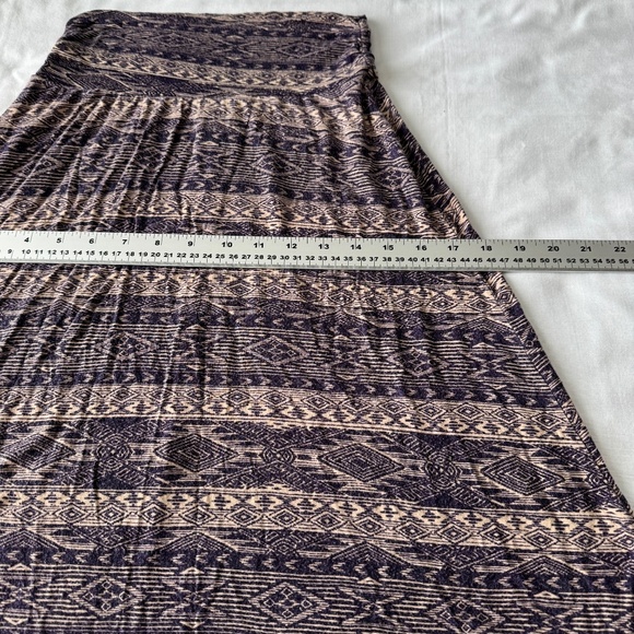 Bobeau Women's Boho Small Pull-On A-Line Midi Skirt Purple Aztec Tribal Festival - Picture 12 of 15